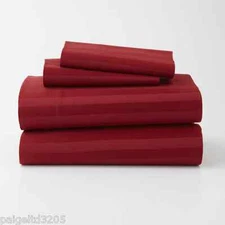 Essential Home Damask Stripe 300 CT Full Sheet Set - Burgundy 