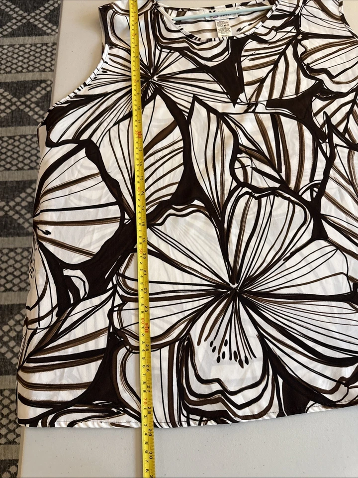 Blusa Maggie Sweet Para Mujer Talla 4X Sin Mangas Marrón/Blanco Floral Poliéster Top Foto 4 de 4