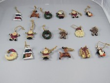 Christmas Set Miniature Santa Wreath Reindeer Ornaments 2in - Set of 18