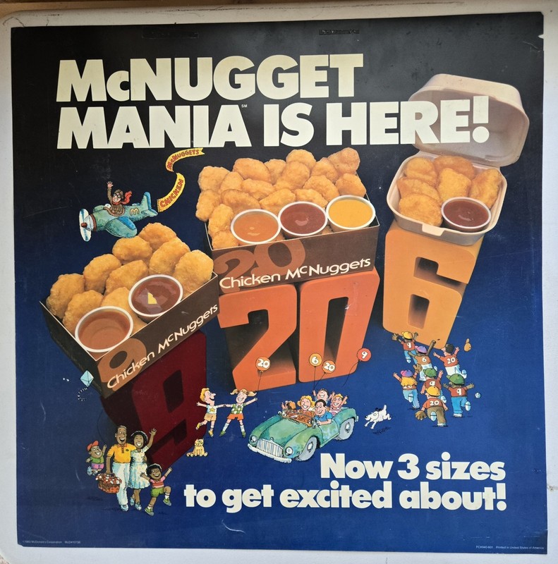 1983 McDonald's "Chicken McNuggets" Translite sign 21.75" Advertising Display 