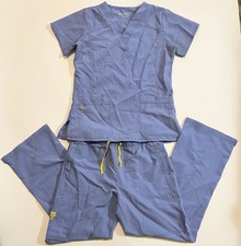 Wonderwink Four-Stretch 4 V Neck Scrub Top S  Pants M Light Blue Women  s