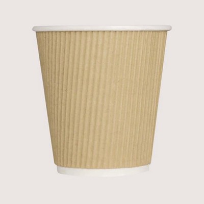 Ripple Hot Cups, 10 oz, Paper, Kraft/White, 500/Carton