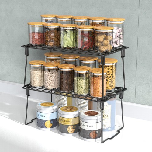 Set of 2 Kitchen Counter Shelves, Spice Rack for Cabinet, Stackable Organizer... - Picture 7 of 9