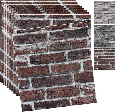 10PCS 3D Stone Effect Wall Panels - Faux Stone Paneling 3 Panels Towards The Bri