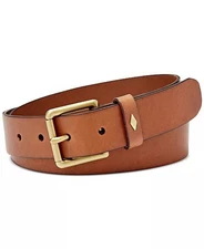 Fossil Diamond Keeper Brown Leather Belt Size Small