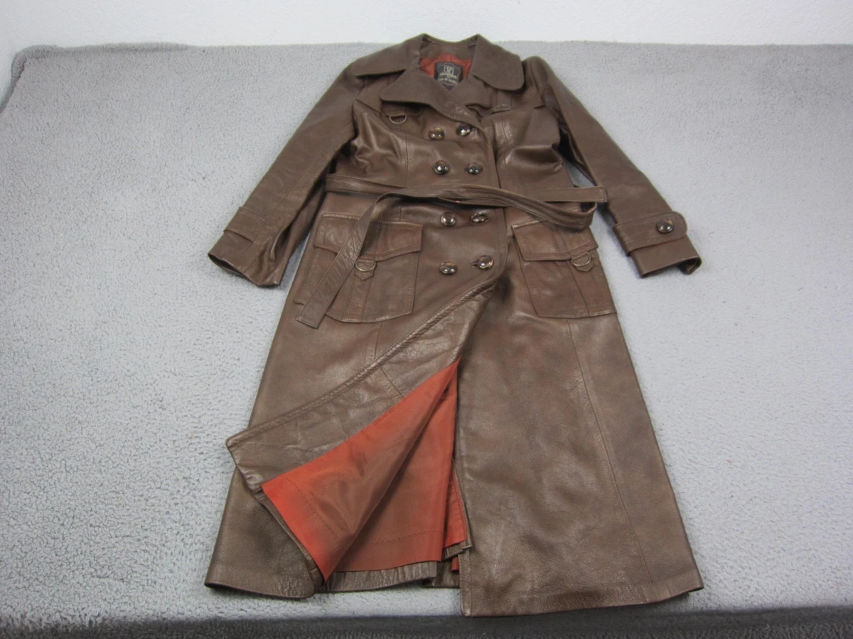 vintage leather trench coat products for sale | eBay
