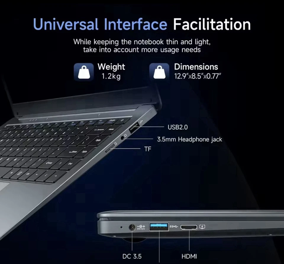 14 Inch Laptop Intel Celeron N3350 6GB RAM 64GB+128GB SSD 1366X768 Display Windo - Image 3 of 4