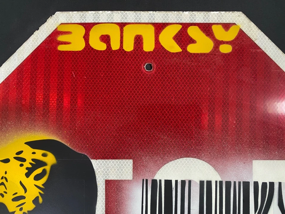 Very Rare Banksy Original spray stencil  Street Sign Painting 2006 - Image 4 of 4