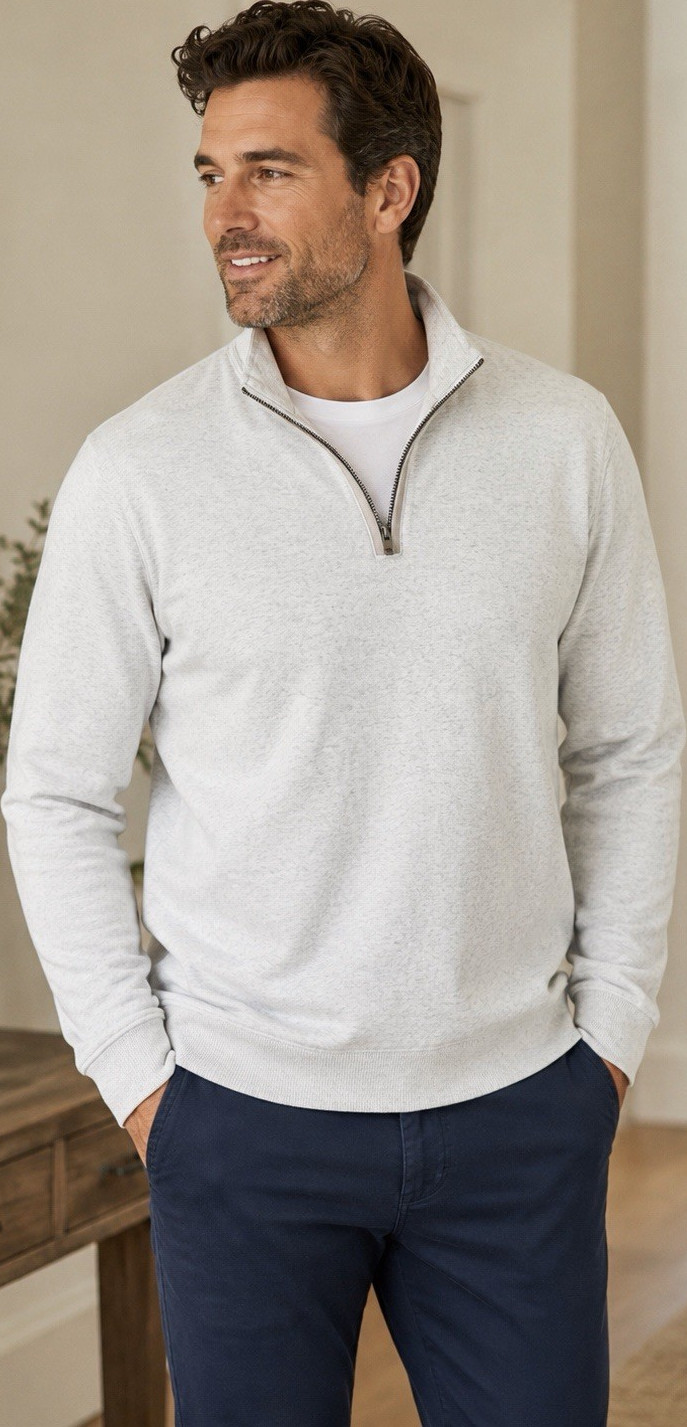 The Normal Brand Men's Gray 1/4 Zip Pullover Knit Sweater XL