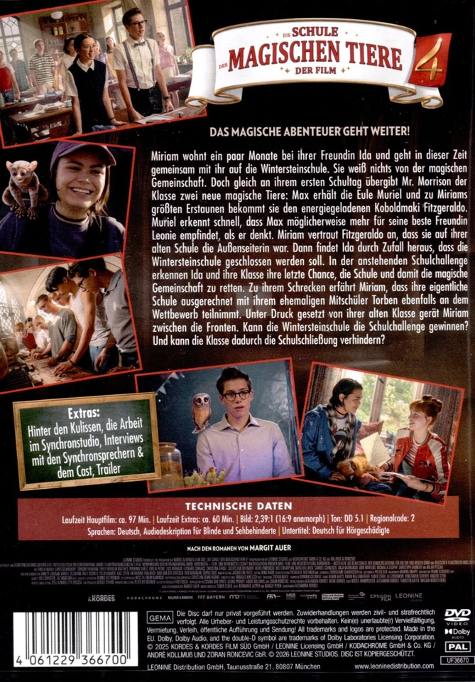 Die Schule der magischen Tiere - Teil: 4 -  Kinofilm von 2025 [DVD/NEU/OVP] - Bild 2 von 4