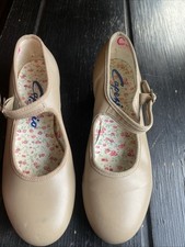 CAPEZIO FLAPPER TAN-BROWN LEATHERUPPER LATIN TAP DANCE MARY JANES WOMENS 6