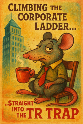 Corporate Ladder Rat Poster   Dark Humor Office Art, Vintage Satire Wall Print A