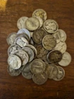 Roll Of 50 1930s Mercury Silver Dimes 5.00 Face Value Circulated with full dates