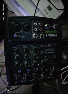 LMBGM 4-Channel Analog Desktop Mixer USB Audio Phantom Power 2-Band EQ