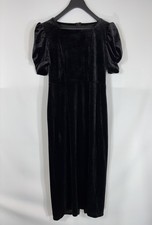 Robe femme DAZY velours mi-longue bouffante manches courtes col carré dos fendu