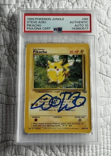 PSA 10 Steve Aoki Signed Autographed 1999 Pokemon Jungle Pikachu AUTO GRADE 10!