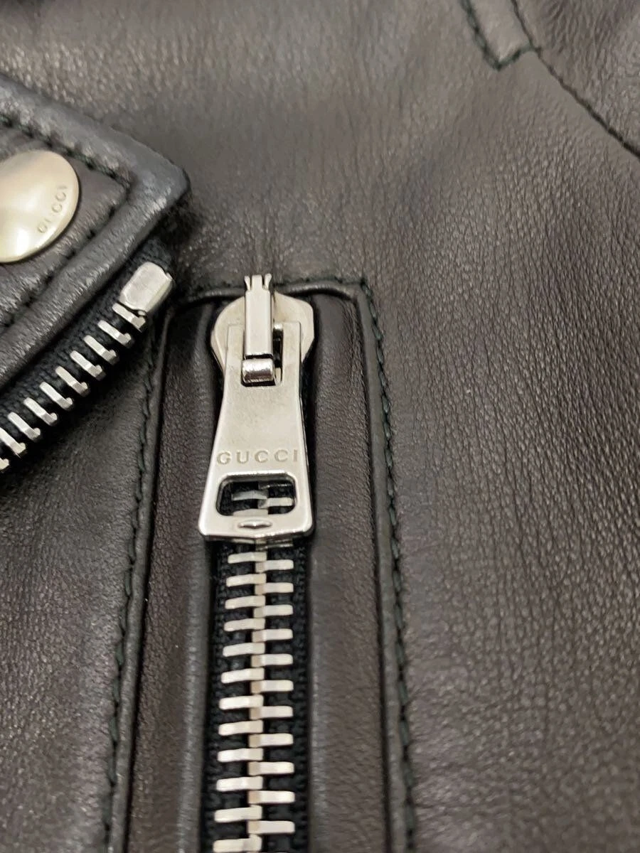 GUCCI giubbotto cavalieri doppio 36 pelle di capra nero tinta unita 419017XN 336