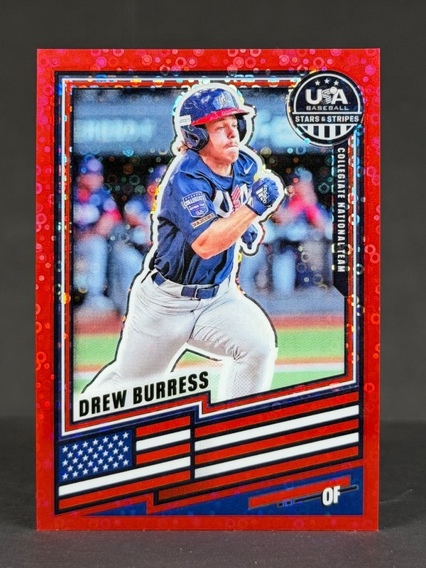 Drew Buress 2026 Panini Stars & Stripes Prizm USA Baseball Disco Red /199 #168