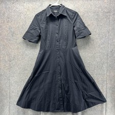 Lauren Ralph Lauren Shirt Dress Womens 2P Black Button Fit & Flare Knee Length