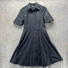 Lauren Ralph Lauren Shirt Dress Womens 2P Black Button Fit & Flare Knee Length