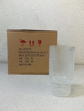 SUNNOW Vastto 11 oz Stackable Wave Point Glass Cup Set, 4pc
