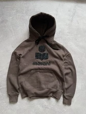 Luxury Hoodie Isabel Marant Etoile Moby Flocked-Logo Sweatshirt Brown
