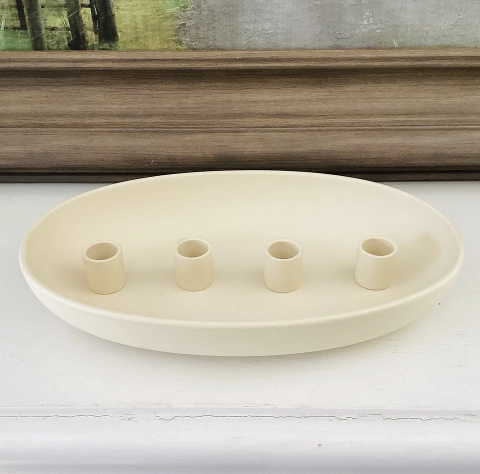 Anthropologie candle holder Lidatorp oval ceramic Matte Finish Minimalist - Image 3 of 4