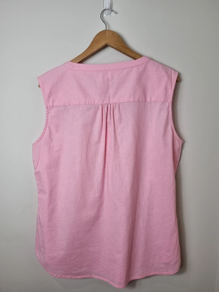 Blusa sem mangas Mudd & Water rosa algodão orgânico e linho tamanho 18 - Imagem 4 de 4