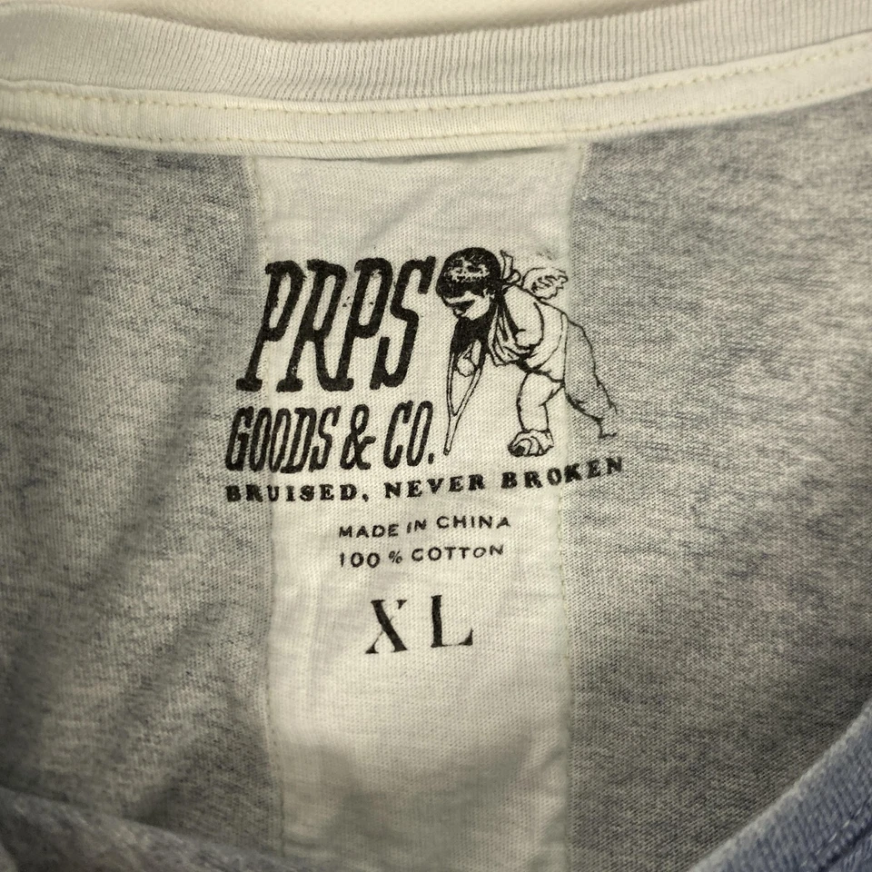 Camisa PRPS Goods Para Hombres XL Azul Longline Dobladillo Curvo Algodón Lavado Ácido Foto 3 de 4