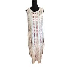 Hount Sleeveless Bohemian Beach Tie Dye Print Curved Hem Maxi Dress,Size Large