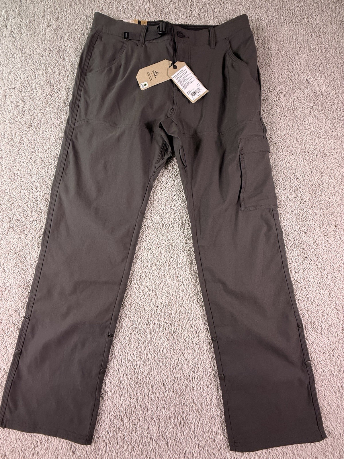 NEW Prana Brion II Pants 33 X 32 Stretch Slim Fit Tapered Dark Iron Gray