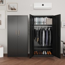 Lockable Metal Wardrobe 72×36×18", Storage Cabinet for Home Office Gym