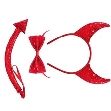 Red Sequins Horn Headband Lovely Tail and Hair Hoop Stage Hairbands