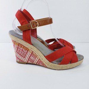 red espadrille sandals
