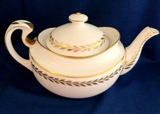 Grosvenor Spode Bone China teiera alloro oro bianco foglie 4 tazze Inghilterra A432