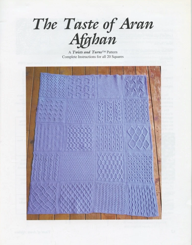 The Taste of Aran Afghan - Twists and Turns Knitting Pattern Booklet- 20 Squares - Image 3 of 3