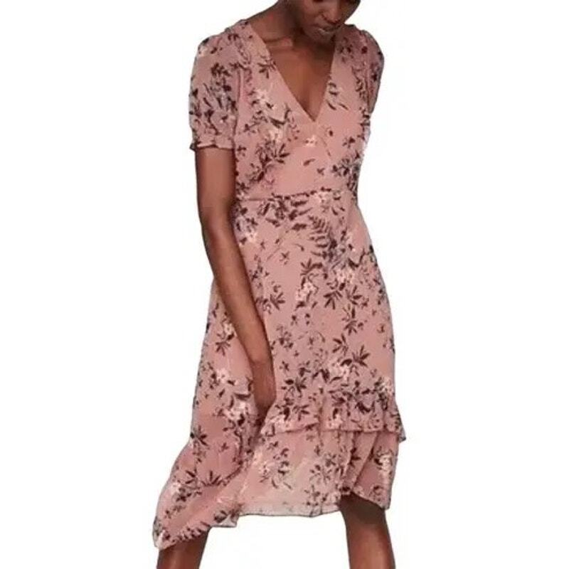 EXPRESS Dusty Rose Floral Ruffled Dress Size: XS | eBay