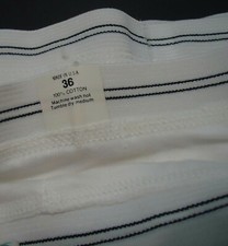 NOS Vtg Briefs White 100 Cotton Double Striped Lines Waist sz 36 US Made