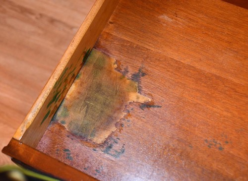 1920s Antique English Regency Mahogany & Leather top side table / end table - Picture 7 of 13