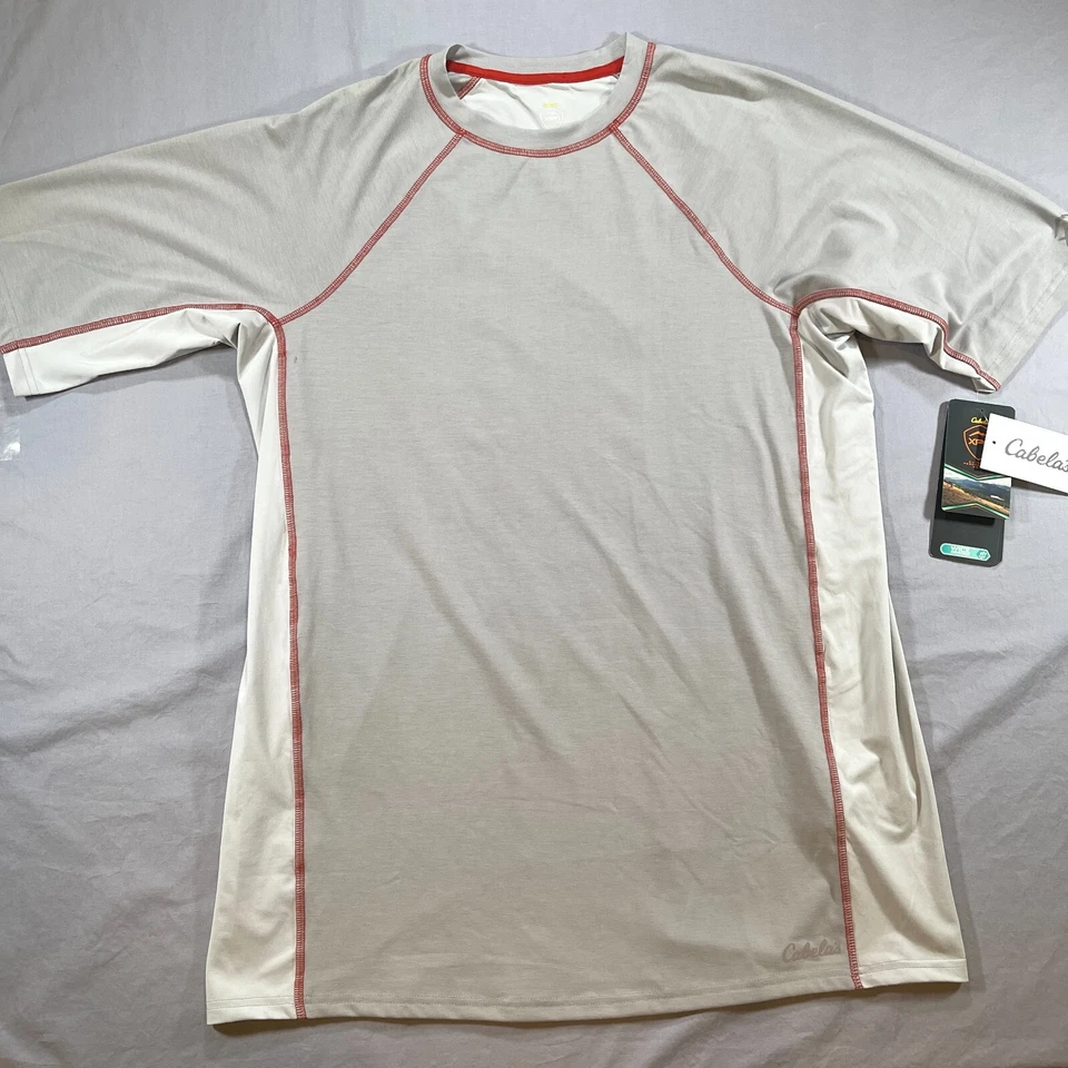 Cabelas XPG Mens LT Taupe Gray Performance Short Sleeve Shirt NEW - Image 2 of 4