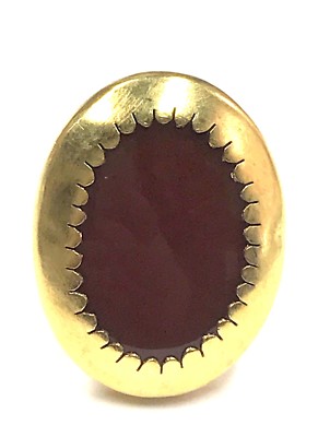Sterling Silber 925 Gold Ton Oval Rot Karneol Grob Jakobsmuschel Statement Ring
