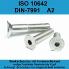 M6 Senkkopfschrauben Innensechskant Edelstahl A2 DIN 7991 / ISO 10642 V2A VA M6x
