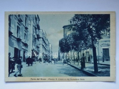 TORRE DEL GRECO Piazza S. Animated cross Naples old postcard 