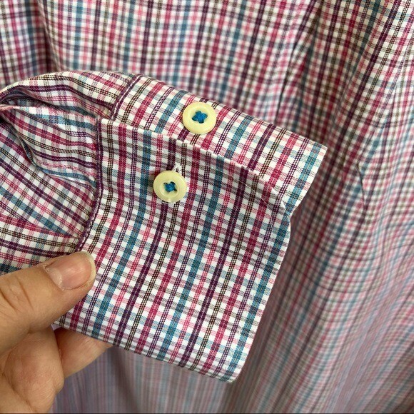 Peter Millar Multi Spring Colors Plaid Cotton But… - image 3