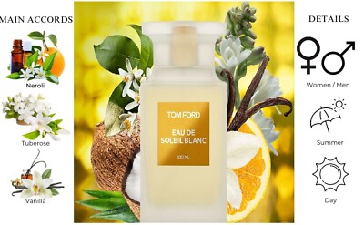 Tom Ford EAU DE SOLEIL BLANC Eau de Toilette Spray 3.4 OZ Sealed Box Perfume