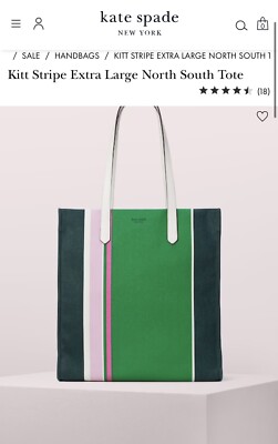 Kate Spade Kitt Stripe Extra Large North South Tote Dust Bag New
