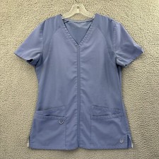Urbane Performance Scrub Top 4 Pocket Blue Women's Small