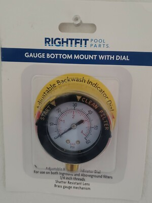 #ad Right Fit Pressure Gauge Bottom Mount WB744510. Brand new pool gauge in the box $9.99