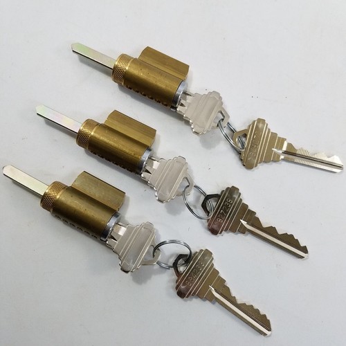 3 Lock Cylinder Cores Schlage C 6 Pin 2 Working Key Keyed Different 26D Chrome