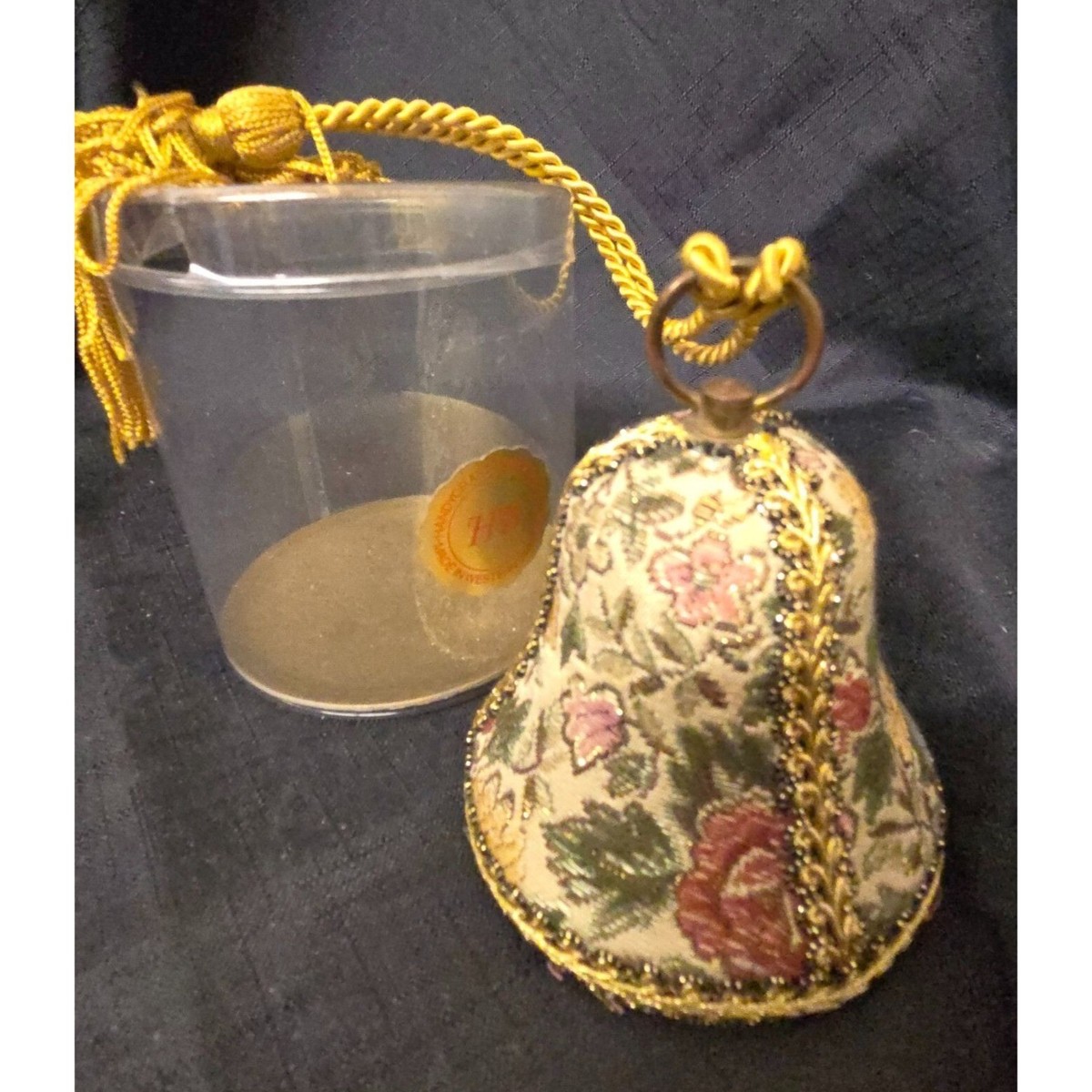REUGE Musical Christmas Bell Ornament Silent Night Gold Floral